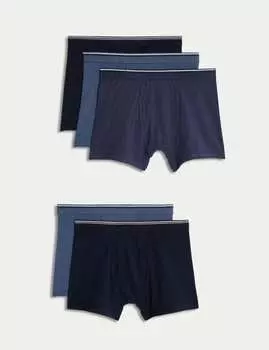 5 упаковок хлопковых трусов-боксеров Stretch Cool & Fresh Marl Marks & Spencer, цвет Denim mix