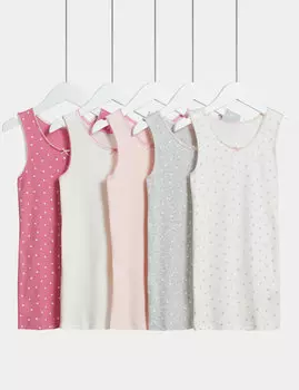5 упаковок однотонных и сердечек из чистого хлопка (2–14 лет) Marks & Spencer, розовый микс