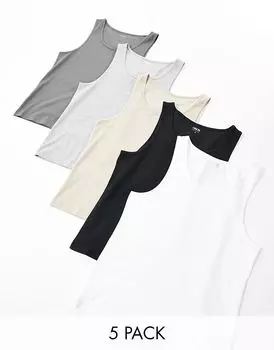 5 упаковок топов для укрепления мышц разных цветов ASOS DESIGN
