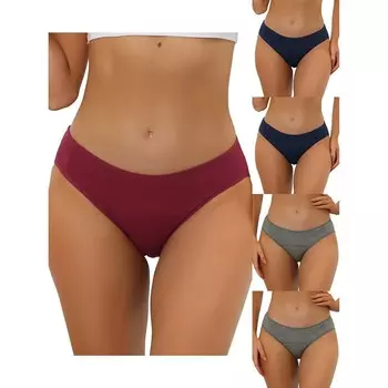 5 упаковок женского нижнего белья, хипстерские трусики со средней талией, доступны в размерах больших размеров ALLEGRA K, цвет Blue Gray Burgundy