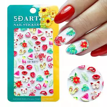5d наклейки для дизайна ногтей с узорами фруктов и губ K077, Frezarkowo