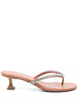 60-миллиметровые кожаные сандалии Amina Muaddi, белый