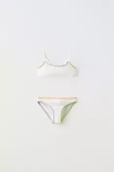 6-14 лет/комплект бикини с контрастной отделкой ZARA, белый