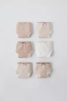 6-14 лет/набор из шести печатных трусов ZARA, кэмел