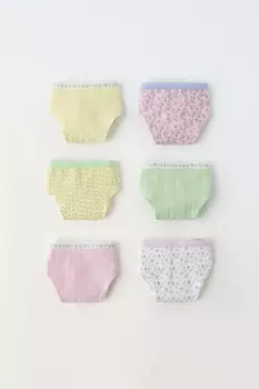 6-14 лет/набор из шести текстурных трусиков с цветочным рисунком ZARA, розовый