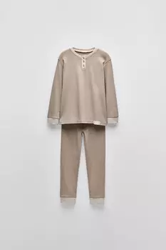 6-14 лет/однотонная пижама henley ZARA, бежевый
