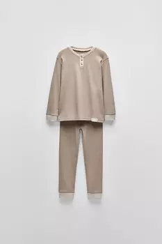 6-14 лет/однотонная пижама henley ZARA, бежевый