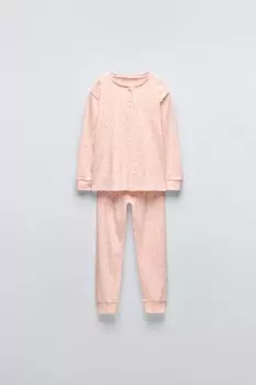 6-14 лет/пижама с лентами в рубчик ZARA, розовый