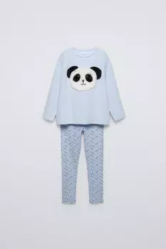 6-14 лет/пижама с пандой ZARA, светло-голубой