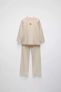 6-14 лет/пижама с полосатым медведем ZARA, розовый