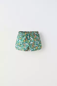 6-14 лет/плавательные шорты palm tree ZARA, зеленый