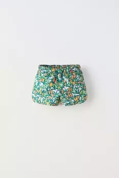 6-14 лет/плавательные шорты palm tree ZARA, зеленый