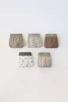 6-14 лет/упаковка из пяти трусо-боксеров с животным принтом ZARA, коричневый/серо-коричневый