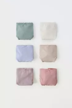 6-14 лет/упаковка из шести текстурированных трусов ZARA, разноцветный