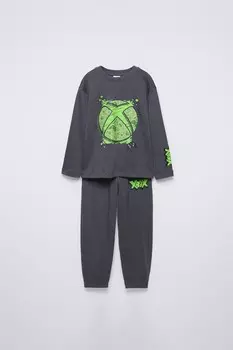 6-14 лет/xbox печатная пижама ZARA, антрацитово-серый