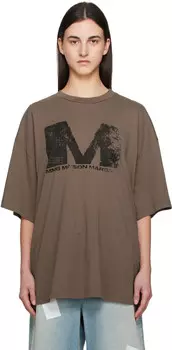 6 aison argiela коричневая футболка с выбеленным на солнце логотипом MM6 Maison Margiela