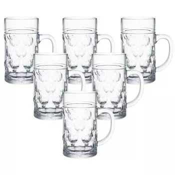 6 бокалов для пива Kadum из поликарбоната 1300 мл, ударопрочные, устойчивые к царапинам, имитируют настоящее стекло