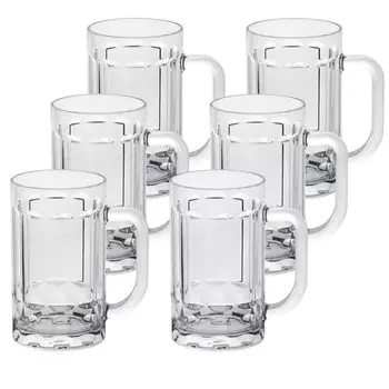 6 длинных пивных стаканов Kadum из поликарбоната, устойчивые к разбиванию и царапинам, внешний вид настоящего стекла, небьющиеся после 2000 полосканий, 420 мл