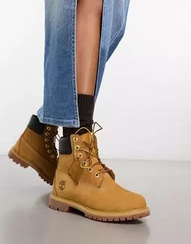 6-дюймовые ботинки Timberland из премиального нубука пшенично-коричневого цвета