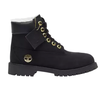 6-дюймовые водонепроницаемые ботинки из овчины премиум-класса Junior Timberland, черный