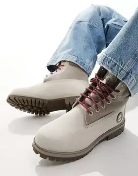 6-дюймовые водонепроницаемые ботинки на шнуровке из белого нубука Timberland