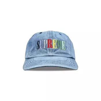 6-панельный многоцветный логотип Supreme, Светлый деним