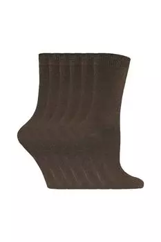 6 пар однотонных хлопковых носков до щиколотки Sock Snob, коричневый