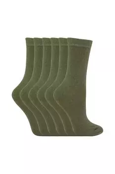 6 пар однотонных повседневных хлопковых носков Sock Snob, хаки
