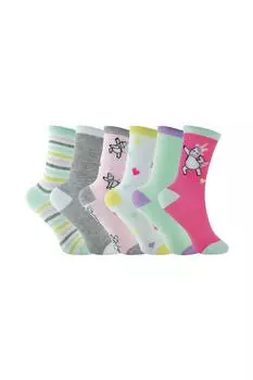 6 пар пастельных носков с единорогом, подарок на день рождения, Рождество Sock Snob, розовый