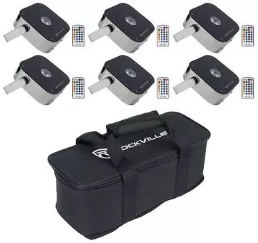 Комплект Rockville MINI RF1 RGBWA + UV DJ / Party LED Wash Lights сталь + RF Remotes + сумка MINI RF1 + MINI RF BAG