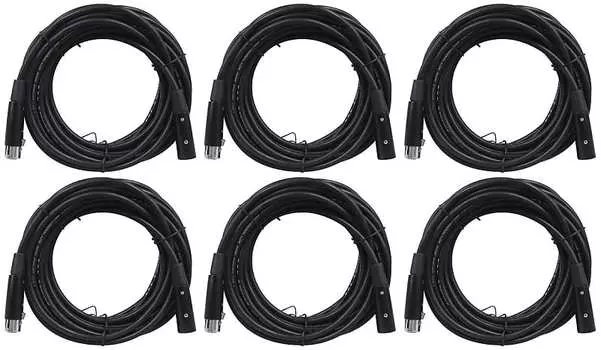 6 Rockville RDX5M25 25-футовые 5-контактные кабели DMX типа «папа-мама» 100% медь (6) RDX5M25