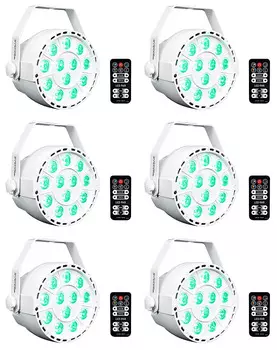 6) Rockville RockPAR TRI LED RGB Compact Par Can DJ DMX Wash Lights+Remote White (6) ROCKPAR TRI WHITE