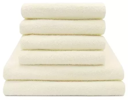 6 шт. Набор полотенец - 4 полотенца для рук, 2 банных полотенца, 100% хлопок, светло-голубой. Zollner, бежевый