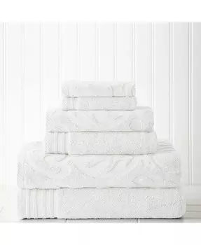 6-шт. Набор полотенец из жаккарда/массива Medallion Swirl Modern Threads, белый