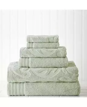 6-шт. Набор полотенец из жаккарда/массива Medallion Swirl Modern Threads, зеленый