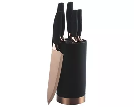 6 штук Набор блоков для ножей KING QUISIN 5 кухонных ножей плюс блок для ножей / лезвия ножей с титановым покрытием / поварской нож 20 см, нож для обвалки 20 см, нож для хлеба 20 см, универсальный нож 12,5 см и нож для овощей 8,5 см