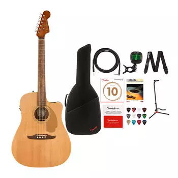 6-струнная акустическая гитара Fender Redondo Player Value Bundle (натуральная, правая рука) Fender Redondo Player 6-String Acoustic Guitar Value Bundle (Natural, Right-RH)