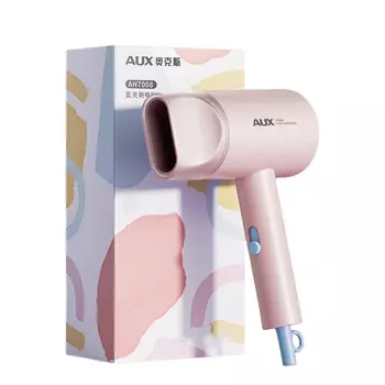 7008 Белый фен 800 Вт с отрицательными ионами для ухода за волосами Aux, Pink - negative ions