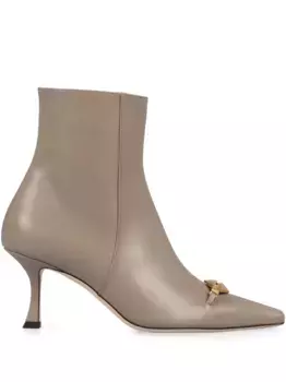 70-миллиметровые кожаные ботинки с острым носком JIMMY CHOO, нейтральный