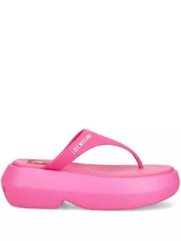 70-миллиметровые шлепанцы с Т-образной платформой Love Moschino, розовый