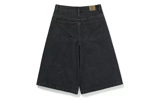 714STREET Джинсовые шорты унисекс, Черный/Серый