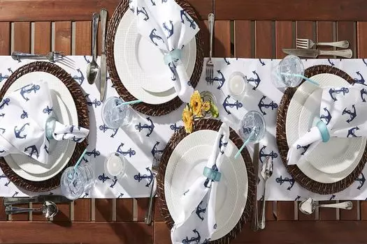 72-дюймовая дорожка для уличного стола с печатным дизайном якорей