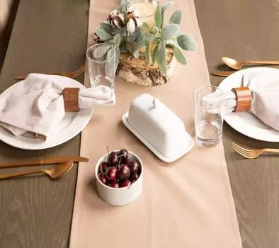 72-дюймовая настольная дорожка из цельного камня коричневого цвета с бахромой