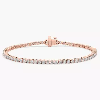 7-дюймовый теннисный браслет с двумя бриллиантами из 14-каратного розового золота (3 карата Tw. - HI / SI1-SI2) Blue Nile