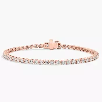 7-дюймовый теннисный браслет с тремя зубцами из розового золота 14 карат (3 карата Tw. - HI / SI1-SI2) Blue Nile