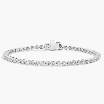 7-дюймовый теннисный браслет с тремя зубцами из 14-каратного белого золота с бриллиантами (3 карата Tw. - HI / SI1-SI2) Blue Nile