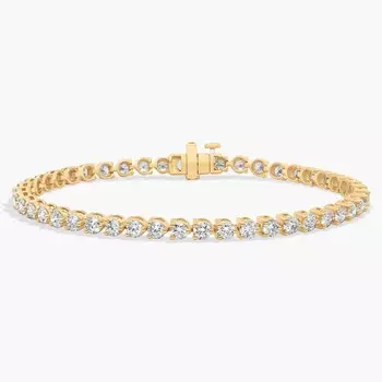 7-дюймовый теннисный браслет с тремя зубцами из выращенного в лаборатории бриллианта из 14-каратного желтого золота (5 карат, двойной - FG / VS2-SI1) Blue Nile