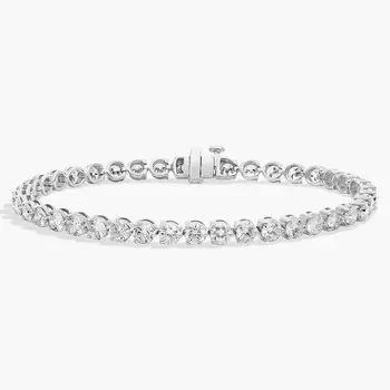 7-дюймовый теннисный браслет с тремя зубцами из выращенного в лаборатории бриллианта из 14-каратного белого золота (7 карат, двойной - FG / VS2-SI1) Blue Nile