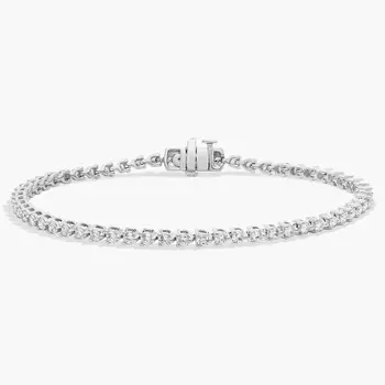 7-дюймовый теннисный браслет с тремя зубцами из 14-каратного белого золота с бриллиантами (2 карата, два карата - HI / SI1-SI2) Blue Nile