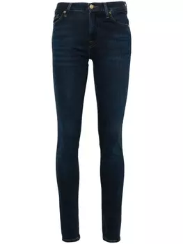 7 For All Mankind джинсы скинни HW с завышенной талией, синий
